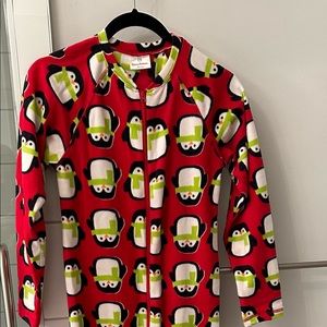 Hanna Andersson footed fleece red penguin pajamas size 150